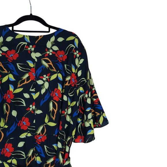 Eloquii Womens Maxi Dress 18 Floral Wrap Boho Ruffle V Neck Tie Waist Flowy Chic - Picture 9 of 14